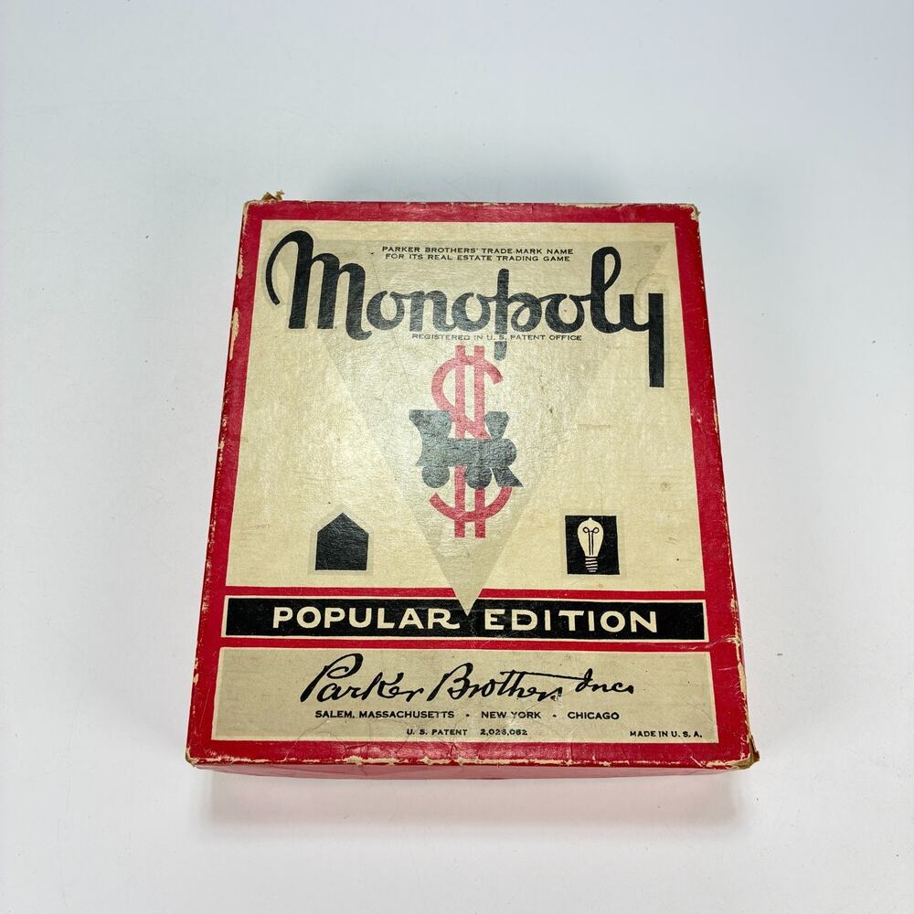 Vintage Monopoly Red Popular Edition Parker Brothers Board Game Set Trading Game